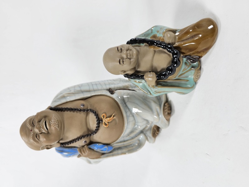 Orientaliska figuriner, 2 st "Buddha" glaserad lera / keramik