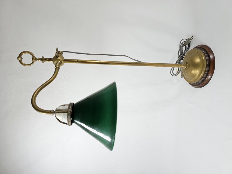 Skriv/bordslampa, mässing, glas
