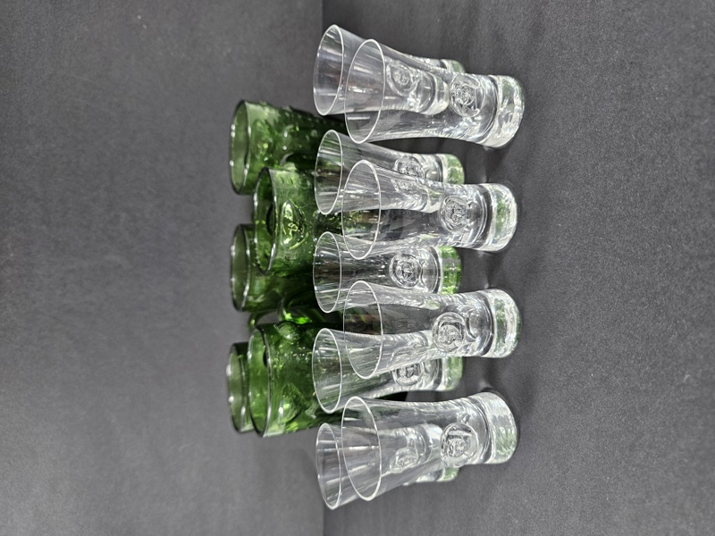 Erik Höglund, 5 ölglas, 9 snapsglas, signerade