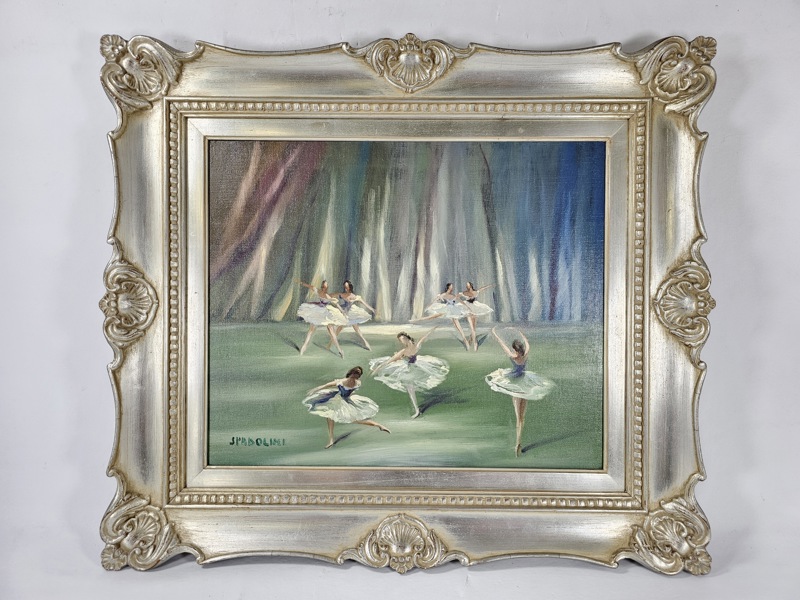 Roberto Spadolini, oljemålning "Ballerinor" signerad