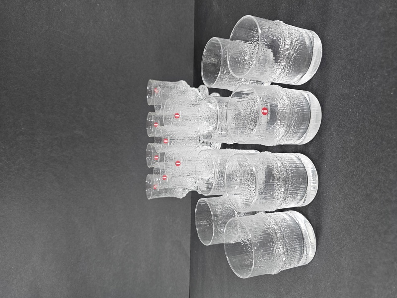 Tapio Wirkkala 9 snapsglas "Ultima Thule", 8 whiskeyglas "Niva" Iittala