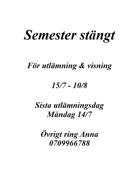 SEMESTER STÄNGT!