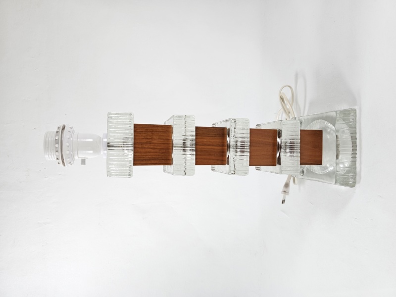 Bordslampa, glas och teak
