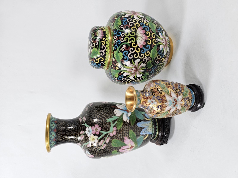 Vaser, lockurna, cloissone, 3 del, orientaliska