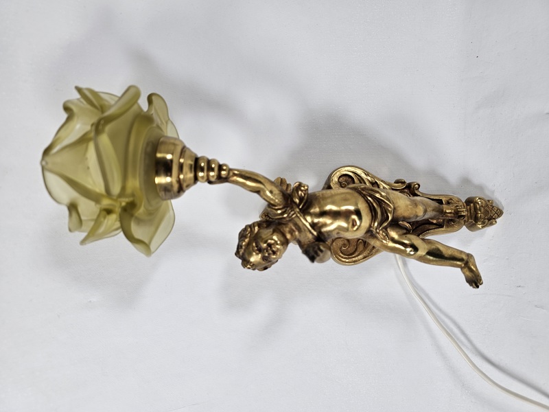 Vägglampa, mässing, glas