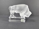 Lalique, figurin, bisonoxe, signerad