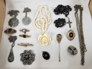 Parti smycken bla broscher, halsband