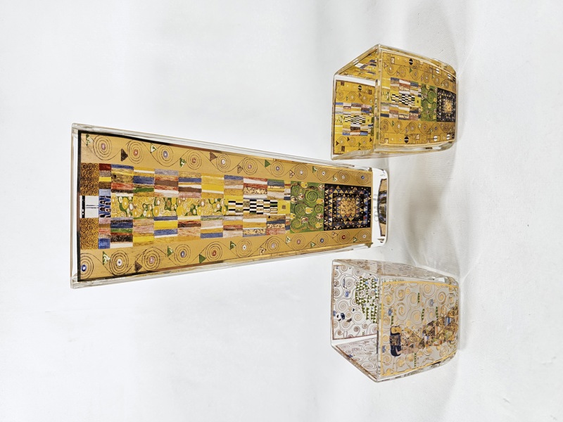 Gustav Klimt,  vas och 2 ljuslyktor, Goebel