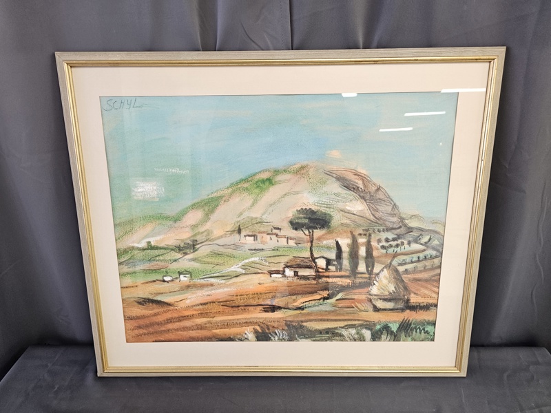Jules Schyl, akvarell, signerad