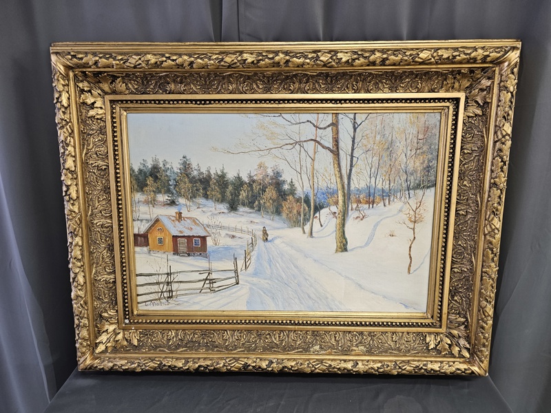 Äldre /större oljemålning, signerad L. Maulin