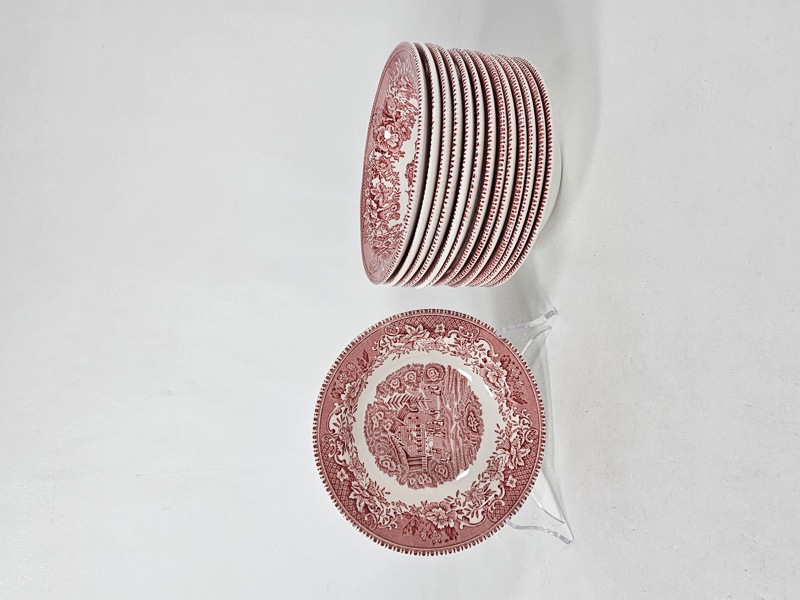 Djupa tallrikar / desserttallrikar, 12 st, "Avon Cottage" wedgwood England