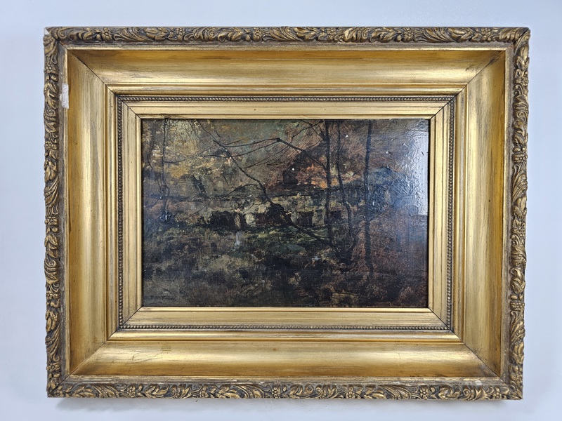 Äldre oljemålning, signerad