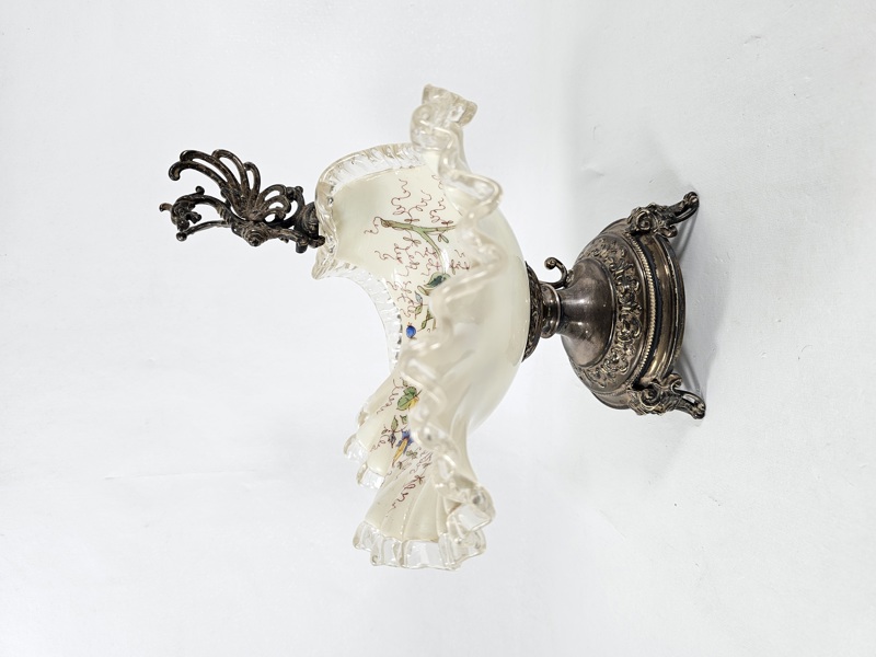 Uppsatsskål, nysilver och glas