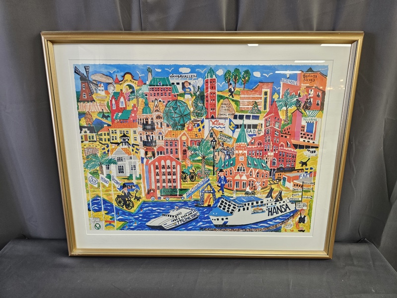 Gunilla Mann "Porten mot kontinenten" färglitografi, signerad, numrerad 168/290