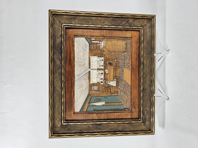 A.Löfgren, bemålad trärelief, signerad A.L