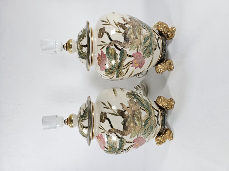 Bordslampor, ett par, Satsuma, Japan