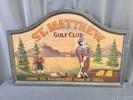 Tavla "St Matthew golf club" bemålat trä