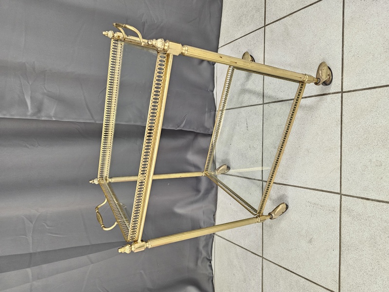 Serveringsvagn, mässing och glas