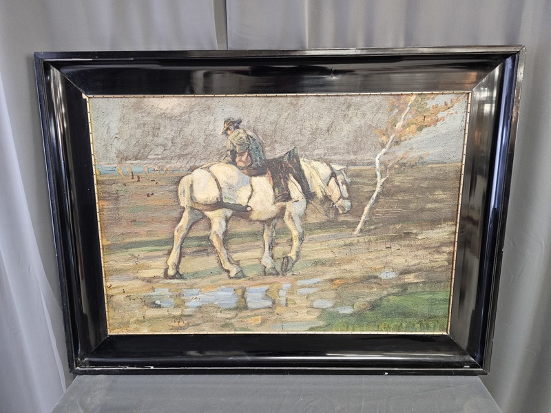 Större oljemålning, signerad