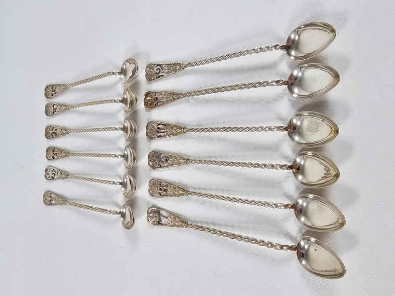 Drinkskedar, 12 st, nysilver, 1-12