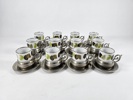 Koppar med fat, 12 st, Bavaria, porslin/tenn