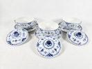 Royal Copenhagen "Musselmalet" Buljongkoppar med fat, 3 st,