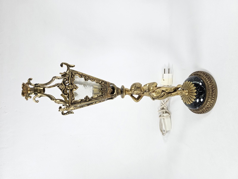 Bordslampa "lykta" senbarockstil, mässing/marmor