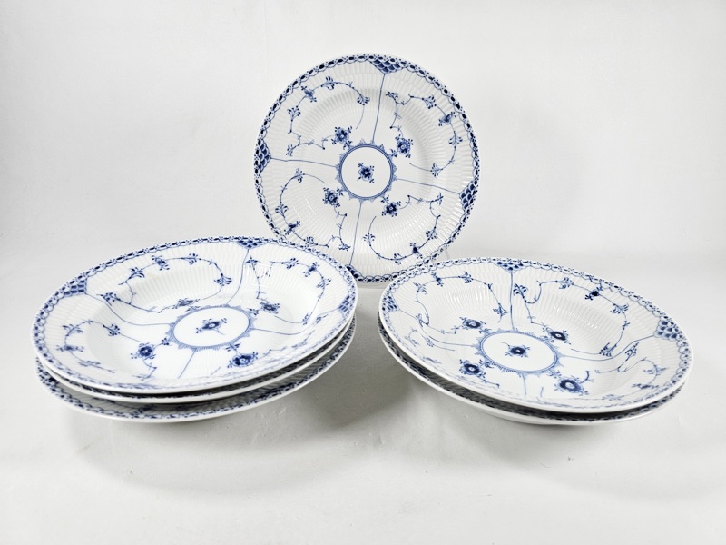 Royal Copenhagen "Musselmalet" djupa mattallrikar, 6 st