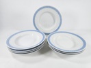 Arnold Krogh, 8 djupa mattallrikar "Blå vifte" Royal Copenhagen