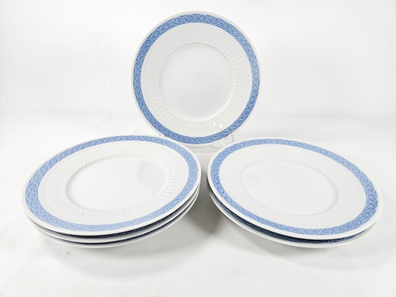 Arnold Krough, 6 mattallrikar "Blå vifte" Royal Copenhagen