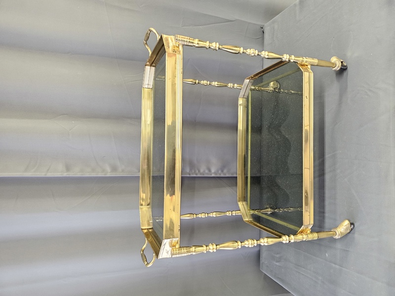 Serveringsvagn, glas/mässing