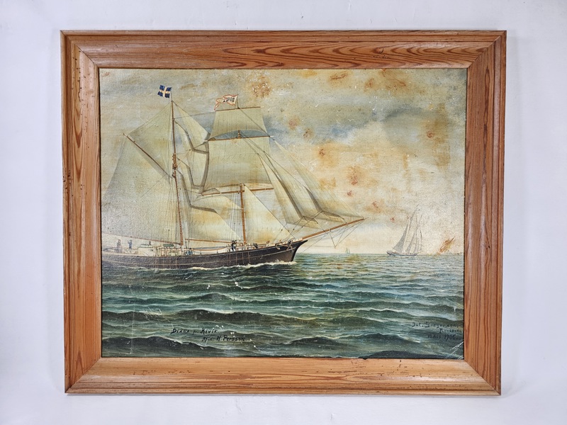 Marinmålning, olja på pannå, "Diana från Kivik"