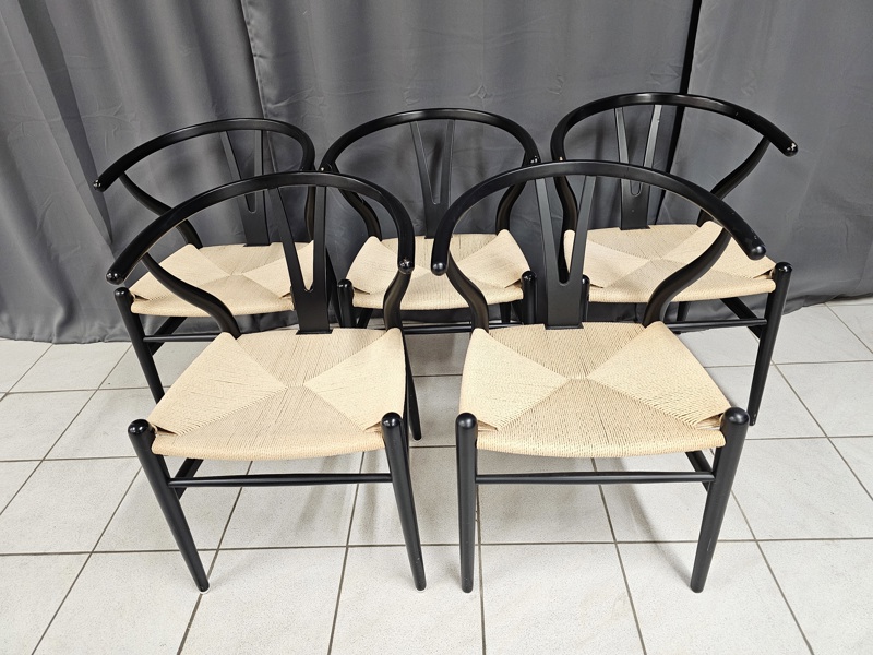 Stolar, 5 st, flätad sits