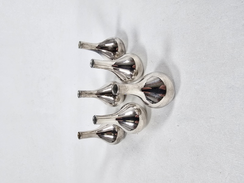 Jens Quistgaard, 6 mindre ljusstakar, nysilver, Danmark