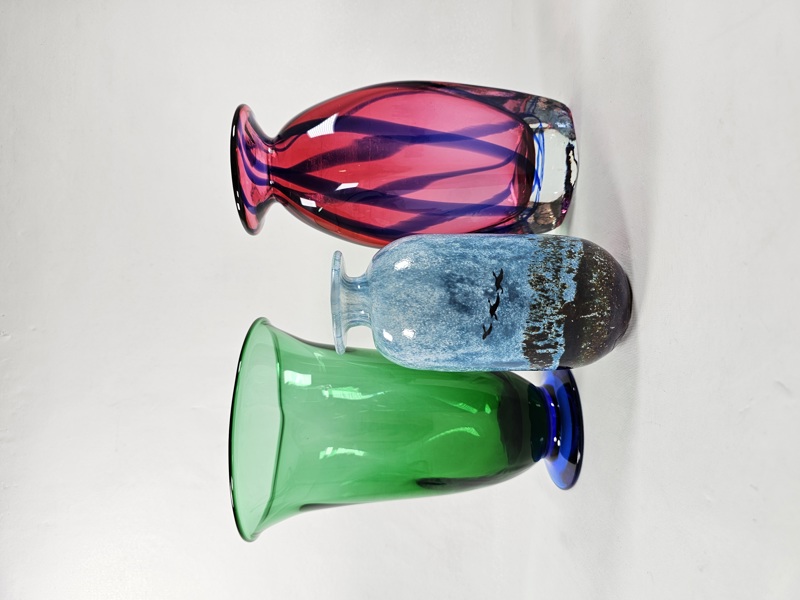 Konstglas, 3 vaser, Orrefors, Kosta, Gullaskruf